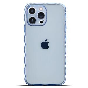 Blue Ridged iPhone Case - Soft Silicone Transparent Cover for iPhone 15 Pro